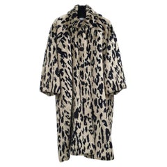 Balenciaga Brown Leopard Print Faux Fur Coat