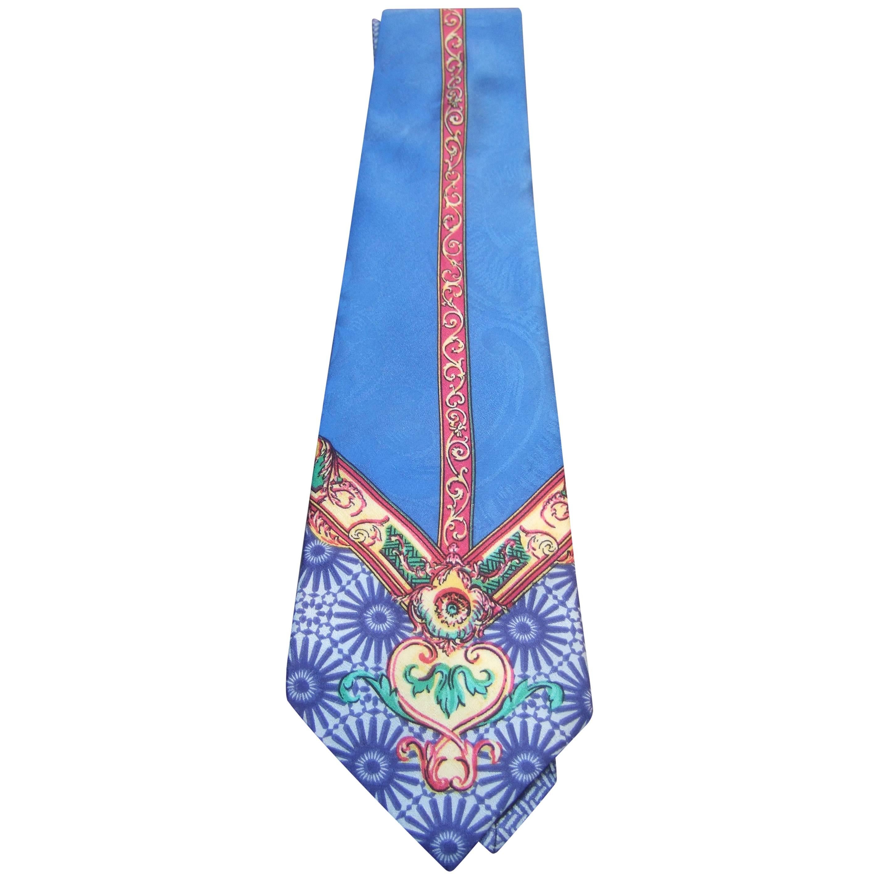 Versace Vibrant Silk Print Necktie Made in Italy