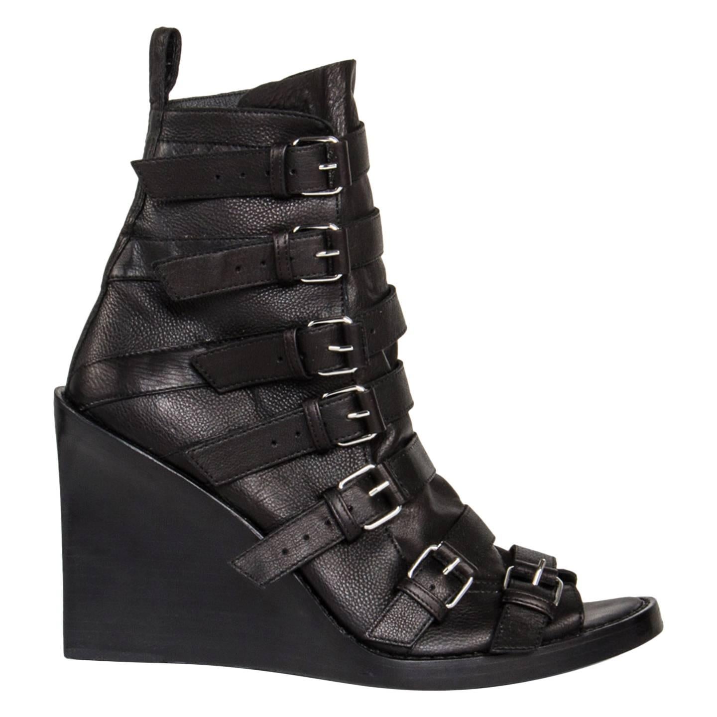 Ann Demeulemeester Black Open Front Ankle Boots