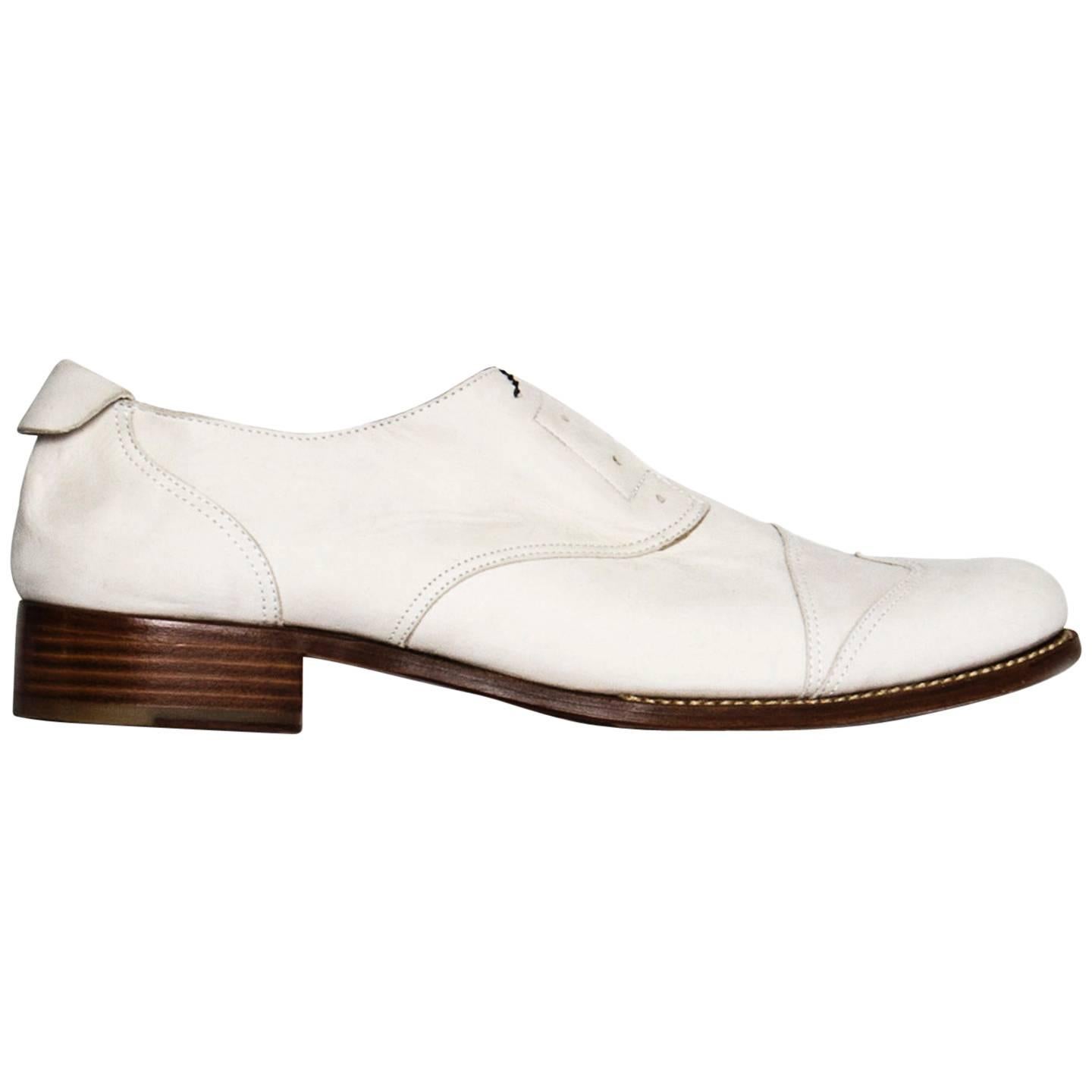 Jil Sander White leather Brogue Shoes For Sale