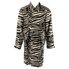 DRIES VAN NOTEN SS 20 Size 36 Black & White Zebra Polyamide Coat