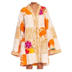 Morphew Collection Orange & White Cotton Chenille Patchwork Beach Jacket