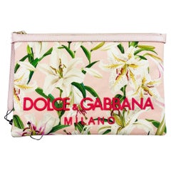 Dolce & Gabbana white Lilly printed cotton and viscose women bag pouch 