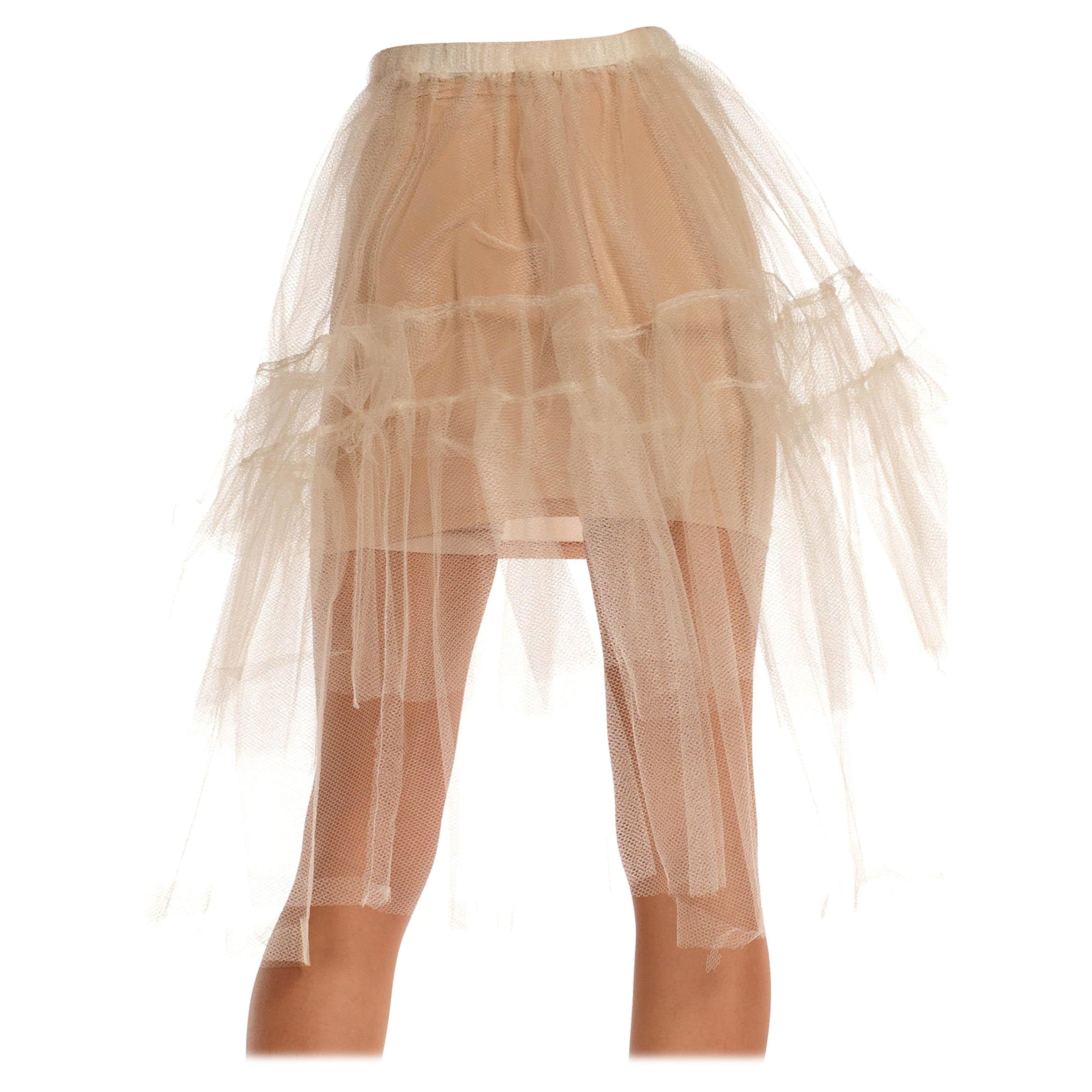 1980S White Tulle Tiered Tutu Skirt With Elastic Waistband For Sale