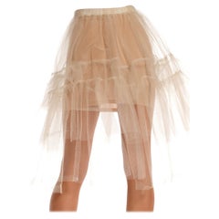1980S White Tulle Tiered Tutu Skirt With Elastic Waistband
