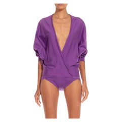 1970S Issey Miyake Purple Cotton Wrap Bodysuit