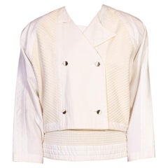 Vintage 1980S Gianni Versace White Cotton Textured Top & Jacket Ensemble