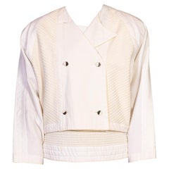 1980S GIANNI VERSACE White Cotton Textured Top & Jacket Ensemble