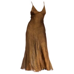 1970S Koos Van Der Akker Gold & Black Silk Bias Cut Gown Made From 1930'S Lamé