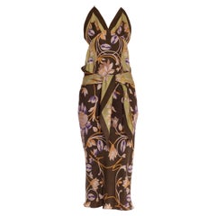 Morphew Collection Braun & Olivgrün Seide Twill Sagittarius Schal Kleid gemacht 