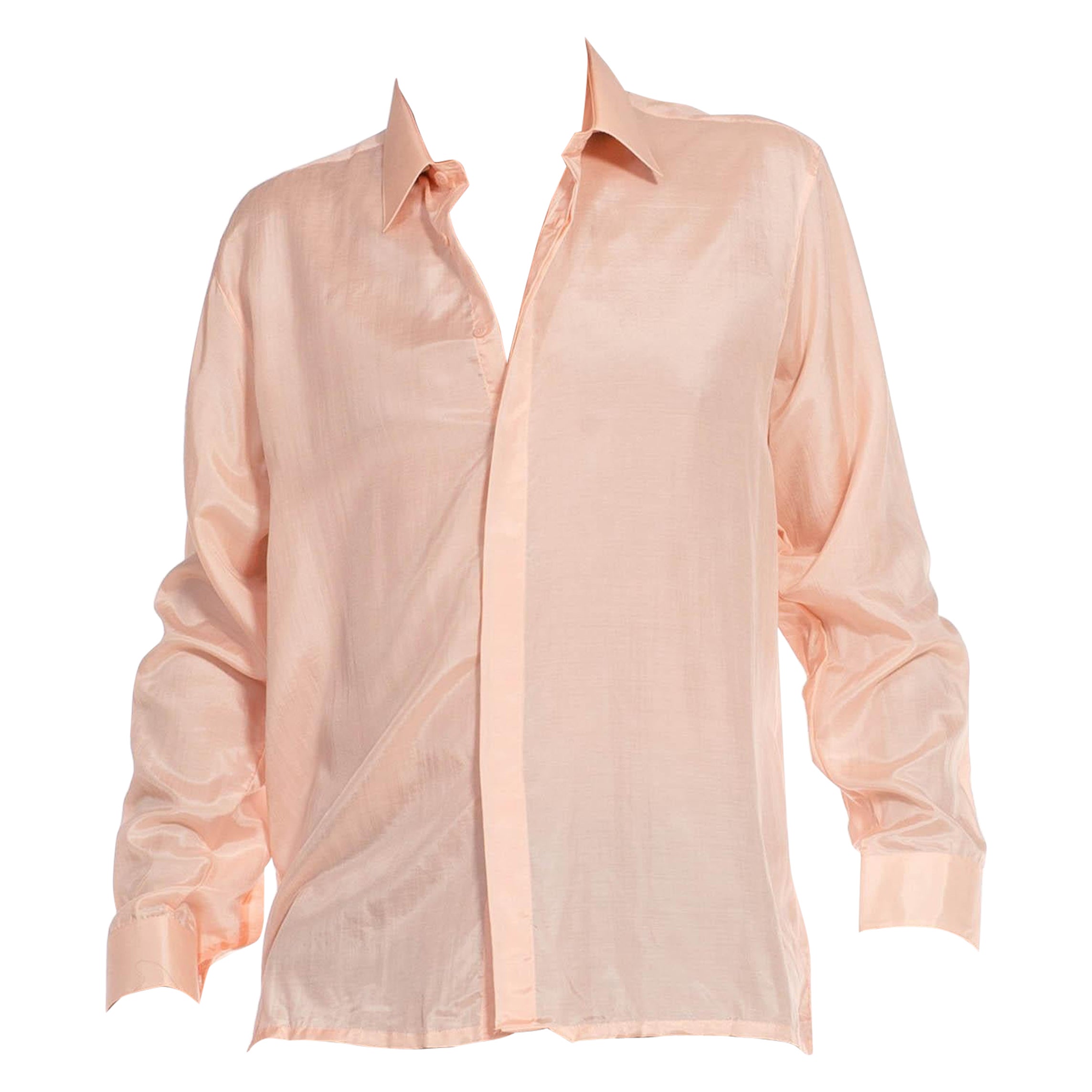 1990S Bocci Blush Pink Silk Dead Stock Shirt Nwt For Sale
