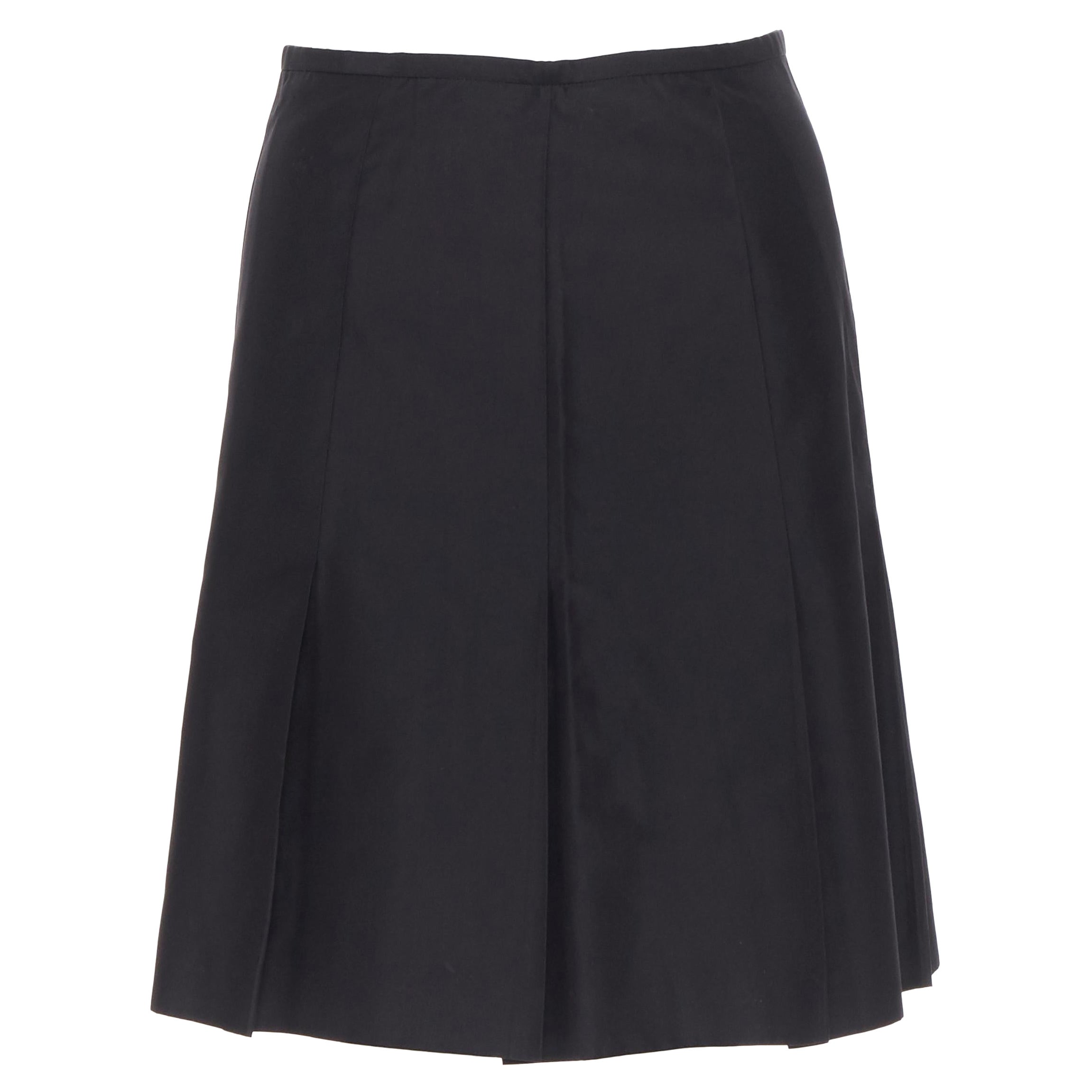 RALPH LAUREN black pleated hem A-line knee length skirt work US2 XS For Sale