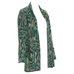 DRIES VAN NOTEN viscose merino wool green gold knit  cardigan robe XS