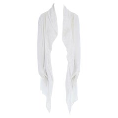 ARMANI COLLEZIONI white tonal stripe draped front long length cardigan IT40 S