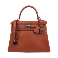 Hermes Kelly 28 Verso Terre de Sienne Tiefblau Palladium Hardware Neu 2020