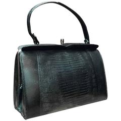 1950s Black Lizard Handbag 11