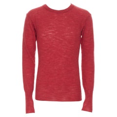 45R 100% wool red crew neck long sleeve pullover sweater Sz 3 M