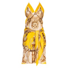 Morphew Collection Yellow & Beige Silk Sagittarius Dress Made From Vintage Scar