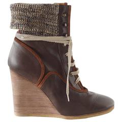 CHLOE boot wedge hiking influence knit sock top detail 40 / 10 NW