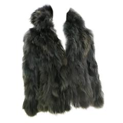 1980's Oleg Cassini Gray Silk Lined Fox Fur Coat 