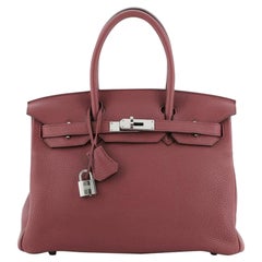 Hermes Birkin Handbag Bois De Rose Clemence with Palladium Hardware 30