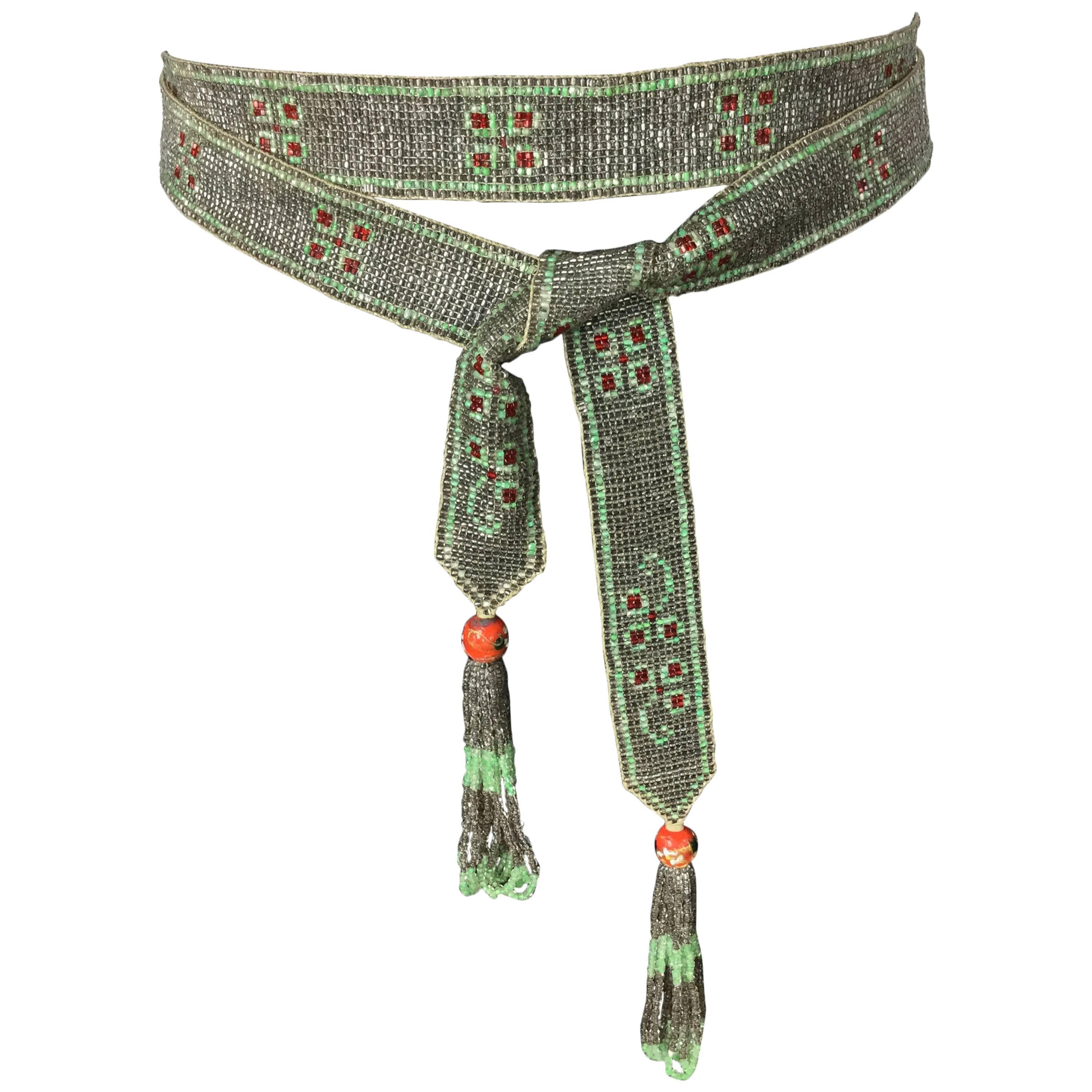 1920's Seed Bead Flapper Belt/Sautoir Necklace. Art Deco.