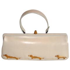 Go to the Dogs!  Rare Bag with Gold Metal Dachshund Mounts