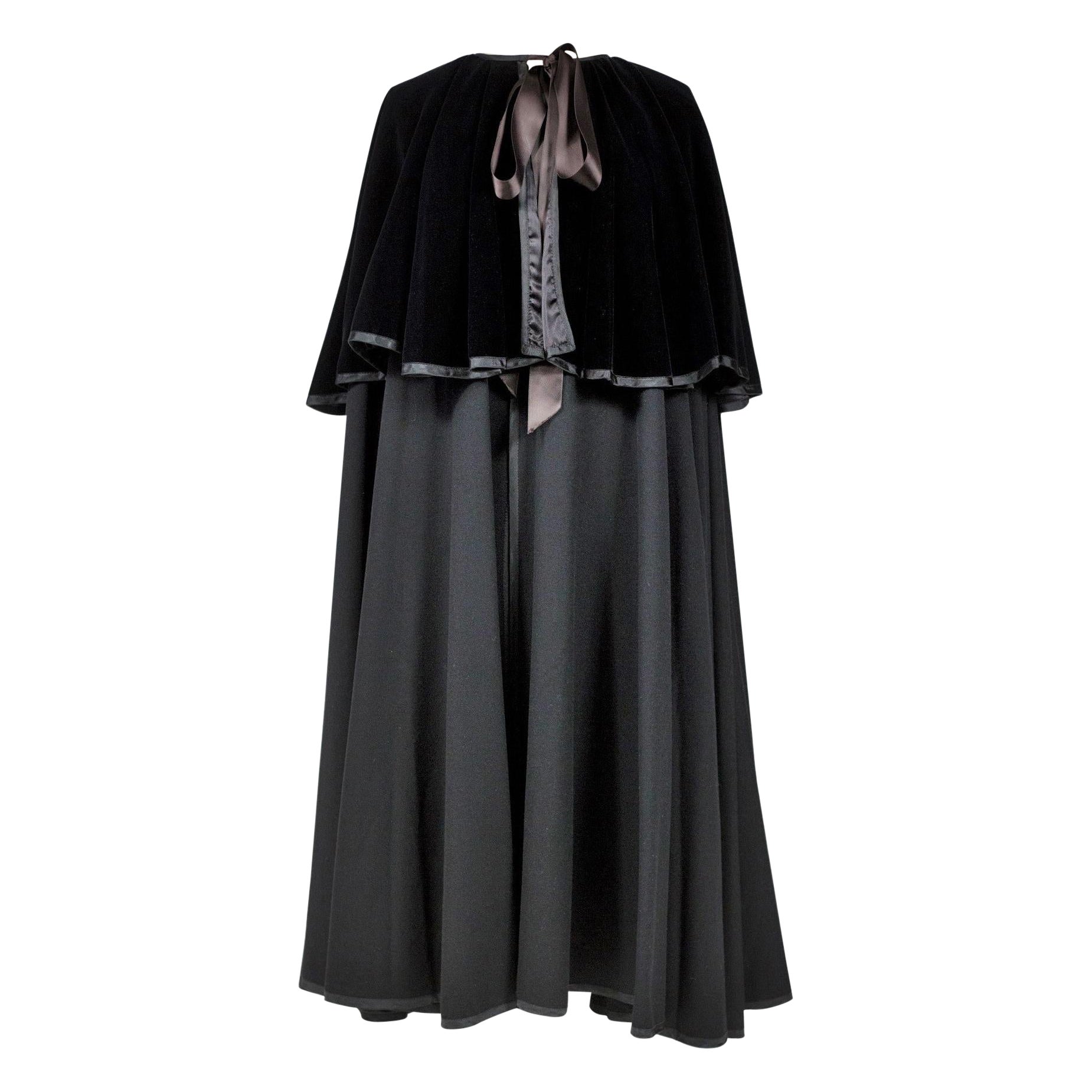 An Yves Saint Laurent Rive Gauche Velvet & Cashmire Evening Cape Circa 1980 For Sale
