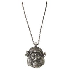 Guy Laroche Modernist Silvertone Massive Antique God Medallion Necklace 4