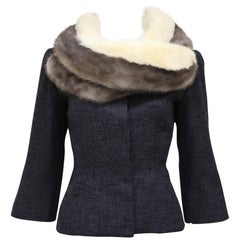 Jeanne Lanvin by Castillo tailored woollen jacket with mink fur scarf, c. 1950s