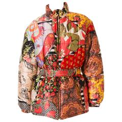 Vintage Moschino Patchwork Print Puffer Jacket