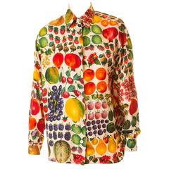 Retro Gucci Tutti Frutti Print Silk Shirt