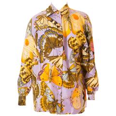 Vintage Gucci Silk Butterfly Print Shirt