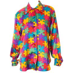Moschino Cheap and Chic Puzzle Print Satin Shirt