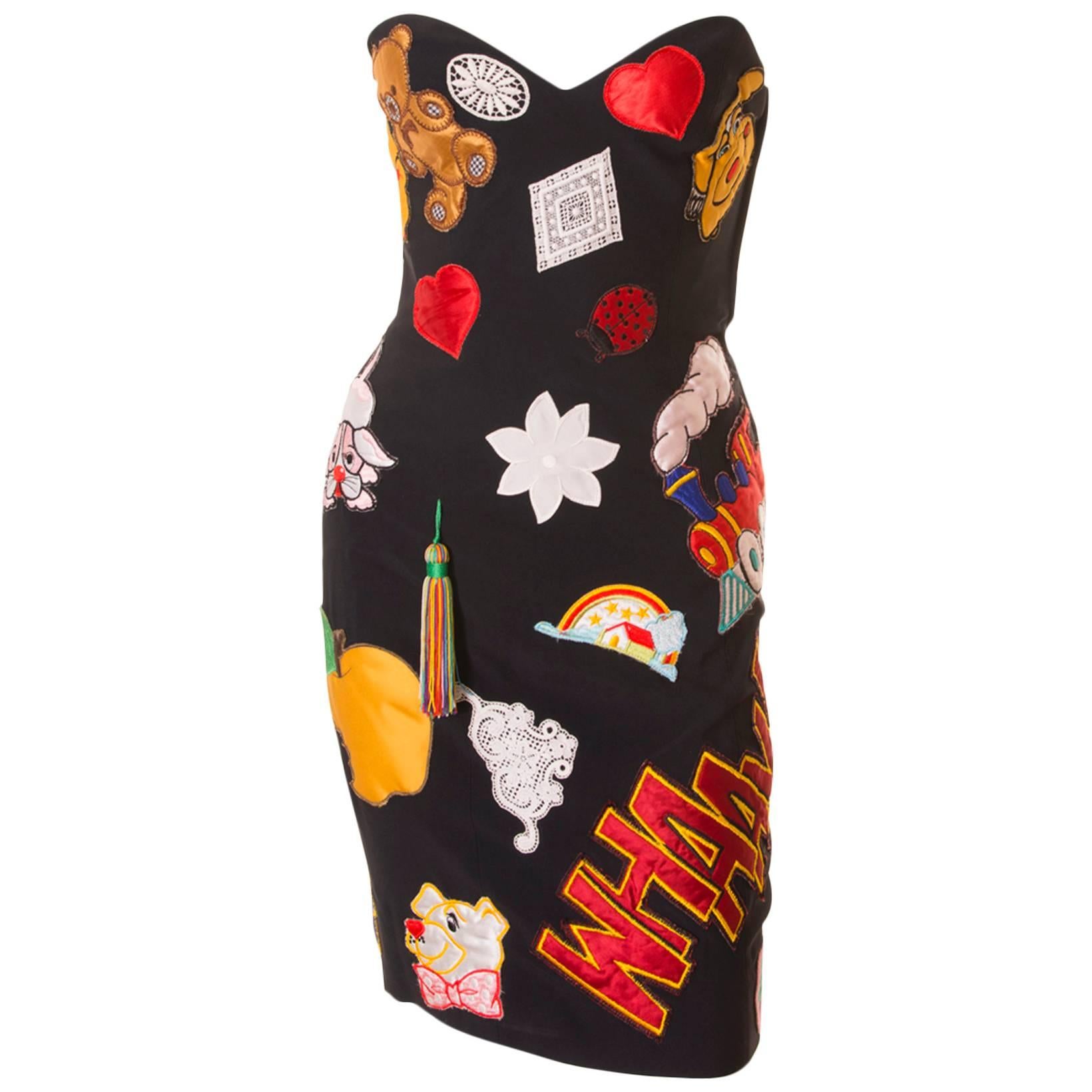 Documented Franco Moschino S/S 1988 Patch Dress