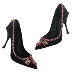 Dolce & Gabbana Runway clear crystals
embellished tulle pink shoes