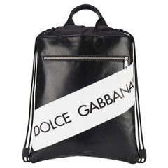 Dolce & Gabbana black and white napa leather backpack with logo