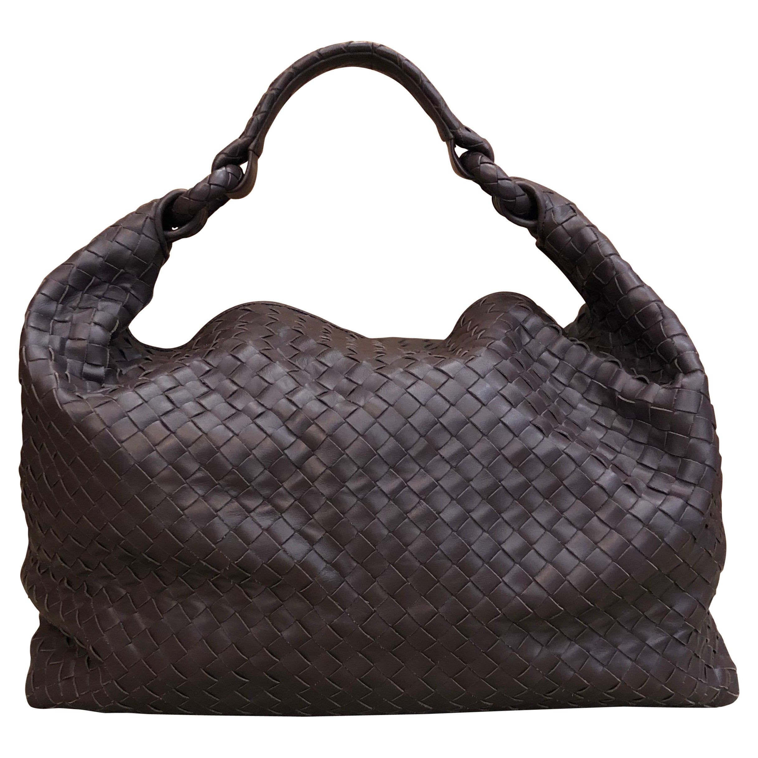 2010s Bottega Veneta Brown Intrecciato Nappa Leather Hobo Bag