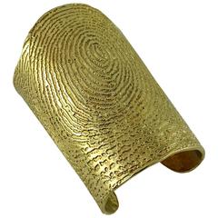 Yves Saint Laurent YSL Massive Runway Gold Fingerprint Cuff Bracelet