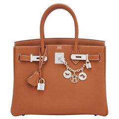 Hermes Birkin 30cm Gold Togo Tan Palladium Bag Classic Z Stamp, 2021