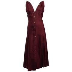 Hermes Burgundy Dress with Buttons