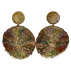 Milena Zu Gold Disk Swarovski Beads Earrings