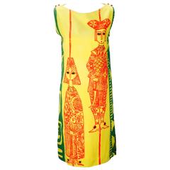 Vintage 1970's Wamsutta Mills Yellow Printed Mini Dress