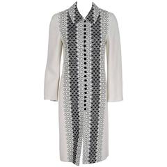 1990's Carolina Herrera Black White Embroidered Deco-Circles Linen Coat Jacket 6