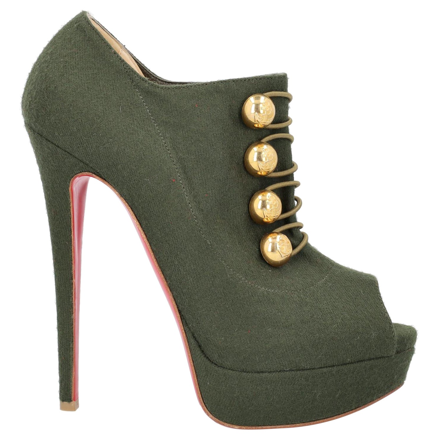 Christian Louboutin Women Ankle boots Green Fabric EU 39 For Sale