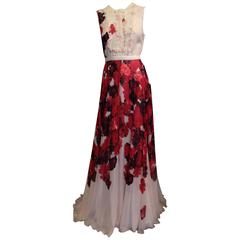 Giambattista Valli Blush and Red Rose Gown