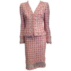Oscar de la Renta Pink Tweed Skirt Suit