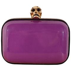 Alexander McQueen Skull Box Clutch - purple patent leather