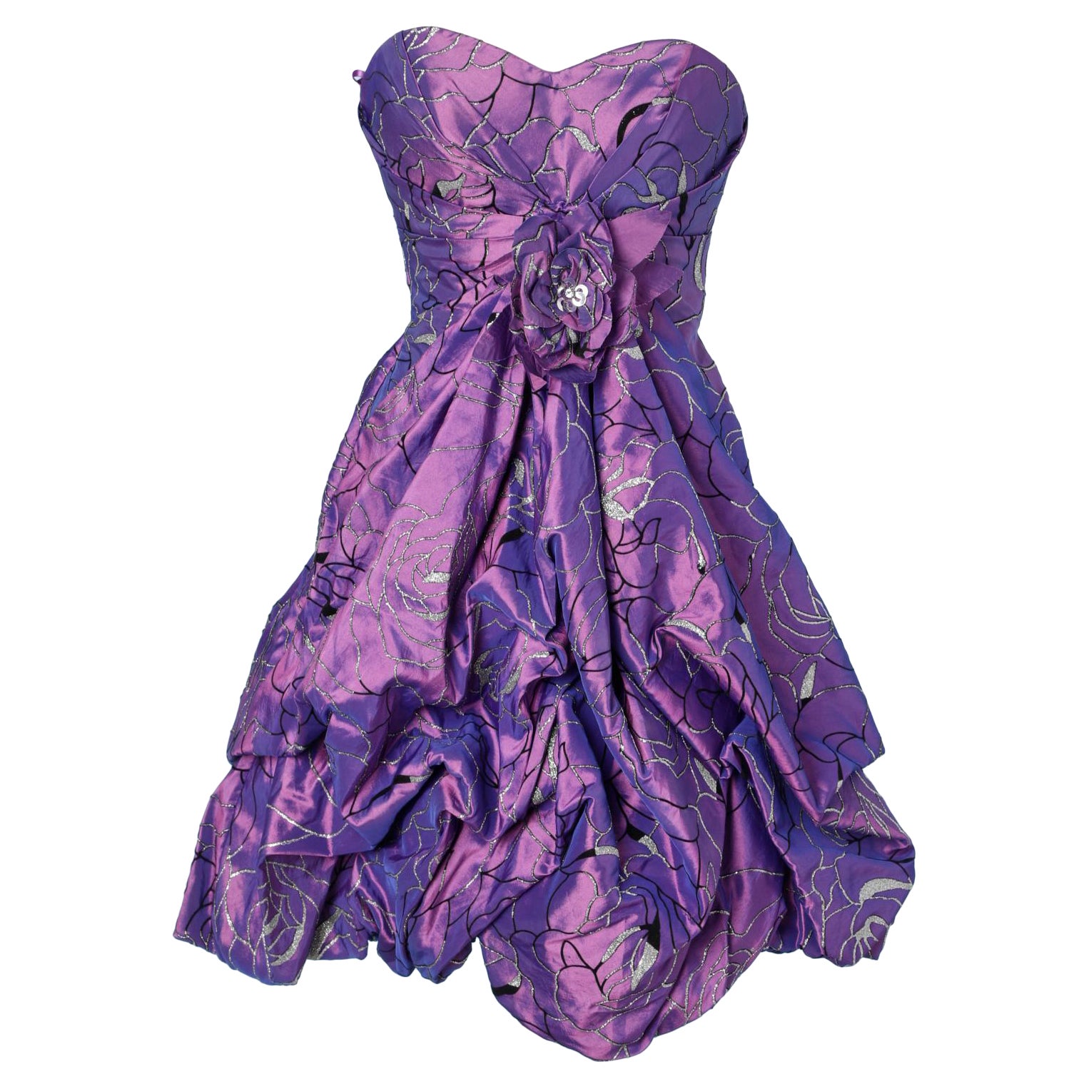 Purple cocktail bustier dress  For Sale