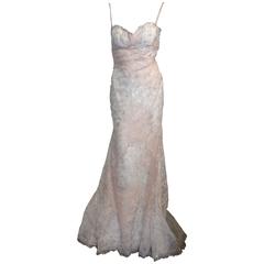 Anne Bowen Blush and Silver Lace Gown